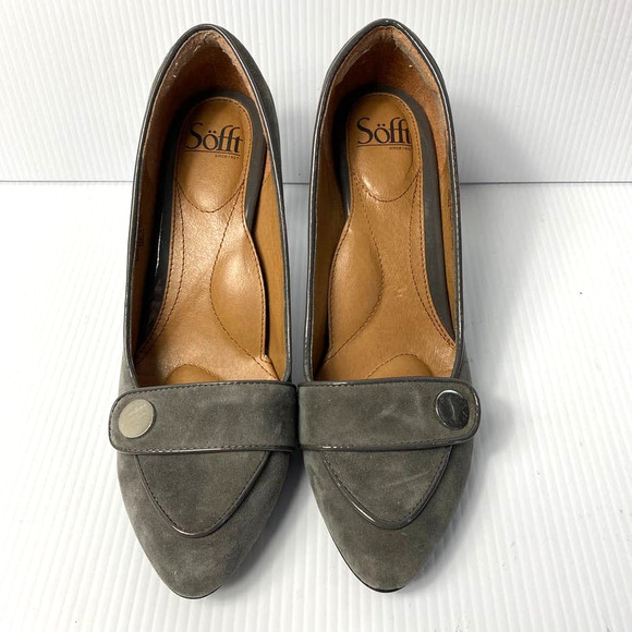 Women's Sofft Carleigh Pump Suede Leather Upper Gray Cushion Comfort Heels 9.5 M - Picture 2 of 9